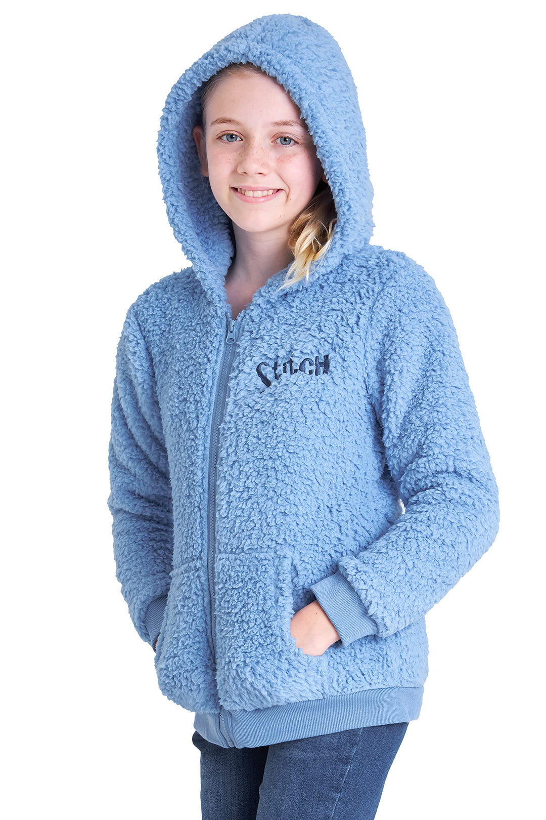 Disney Hoodie Mädchen Stitch, Warme Teddy Fleecejacke Mädchen Teenager 7-8 Jahre Blau Stitch Kinder,