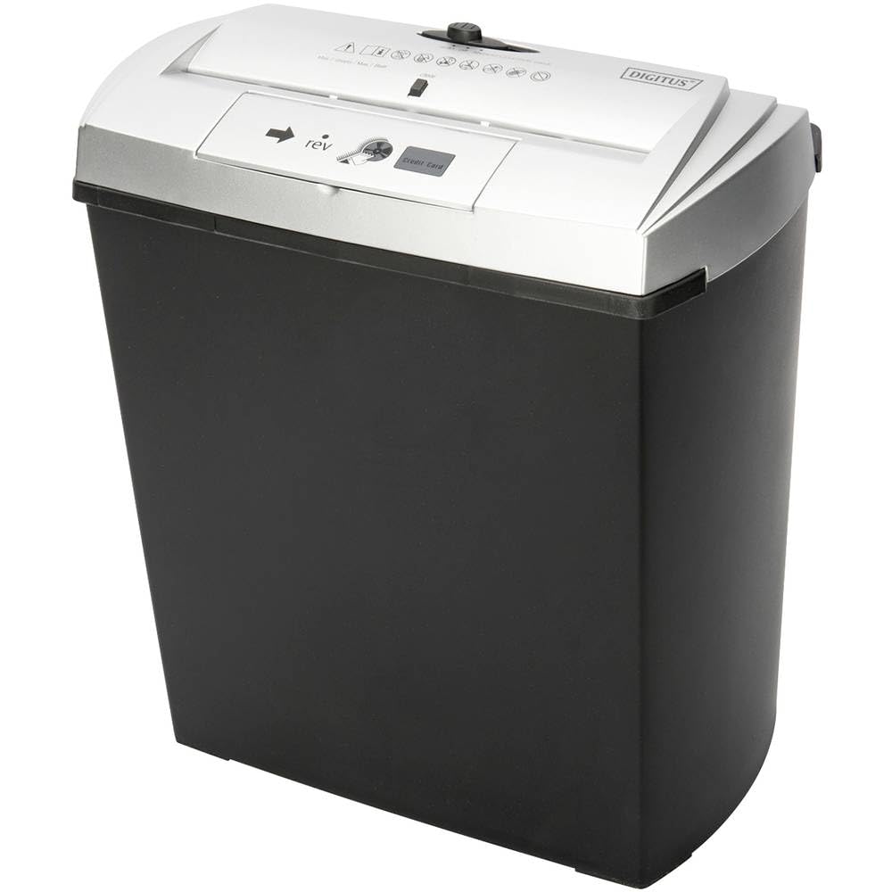 DIGITUS Akten-Vernichter S7CD - Streifenschnitt 7 mm - Max 7 Blatt - CD/DVD/EC-Karte - 13 l Behälter