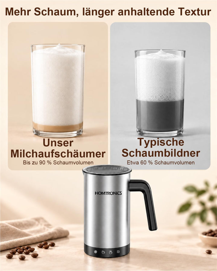 Milchaufschäumer Elektrisch IPX7, 300ml Grosses Silber, Silber