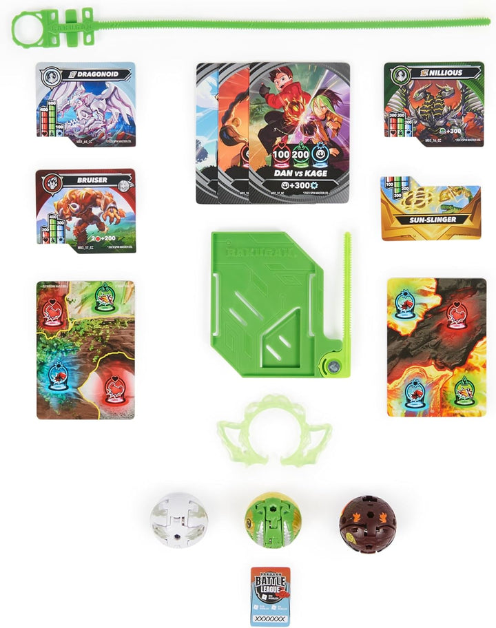 BAKUGAN Starter 3-Pack, Special Attack Nillious, Titanium Dragonoid, Bruiser, individualisierbare Ac