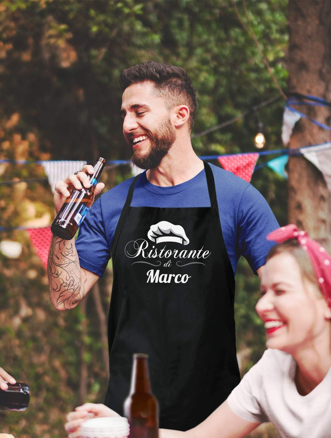 Kochschürze für Männer Ristorante di + Wunschname - als Geschenk Grillschürze oder Küchen Schürze pe
