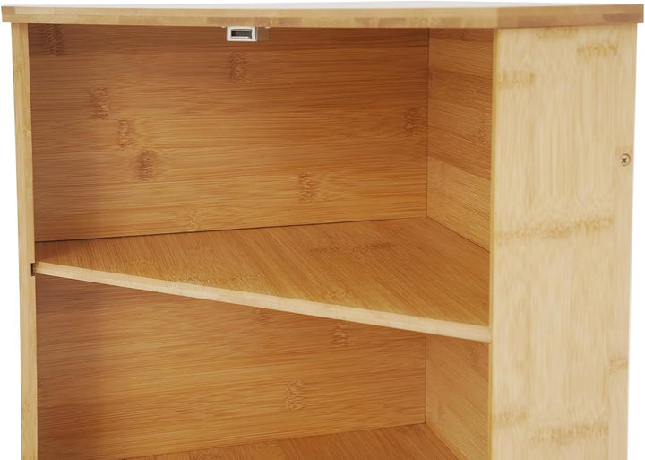 Doppelschichtige Brotkasten Dreieckiges Design für die Küchenarbeitsplatte, Bambus Brotbox mit magne
