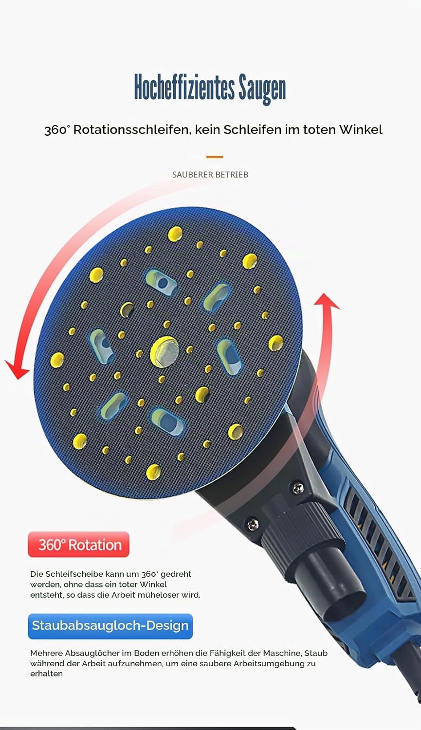 Exzenterschleifer, elektrisch, 150 mm (360 W, Orbitaldurchmesser 5,0 mm, 4000 – 10.000 U/min, 7 Gesc