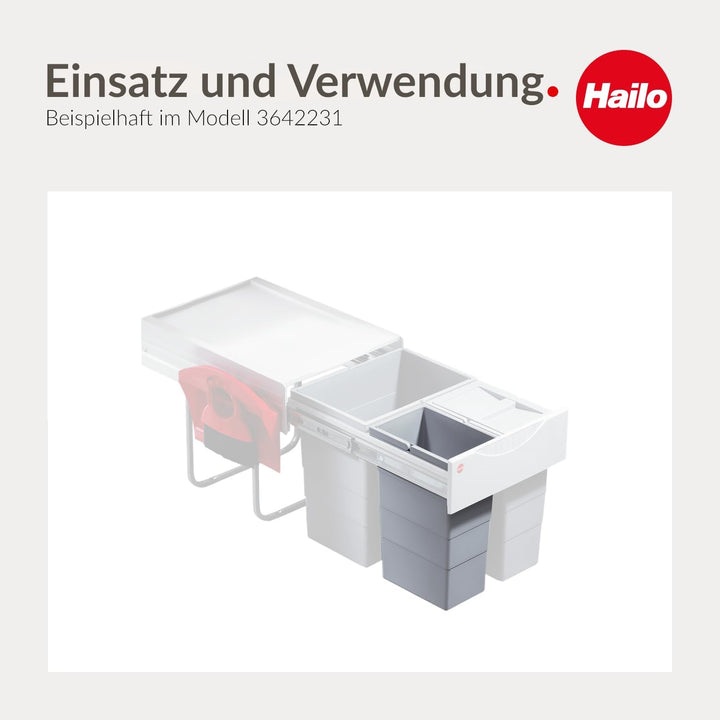 Hailo 10 Ersatzeimer Abfalleimer Terzett Triple-XL Raumspar-Tandem-H Rondo Grau Single, Single