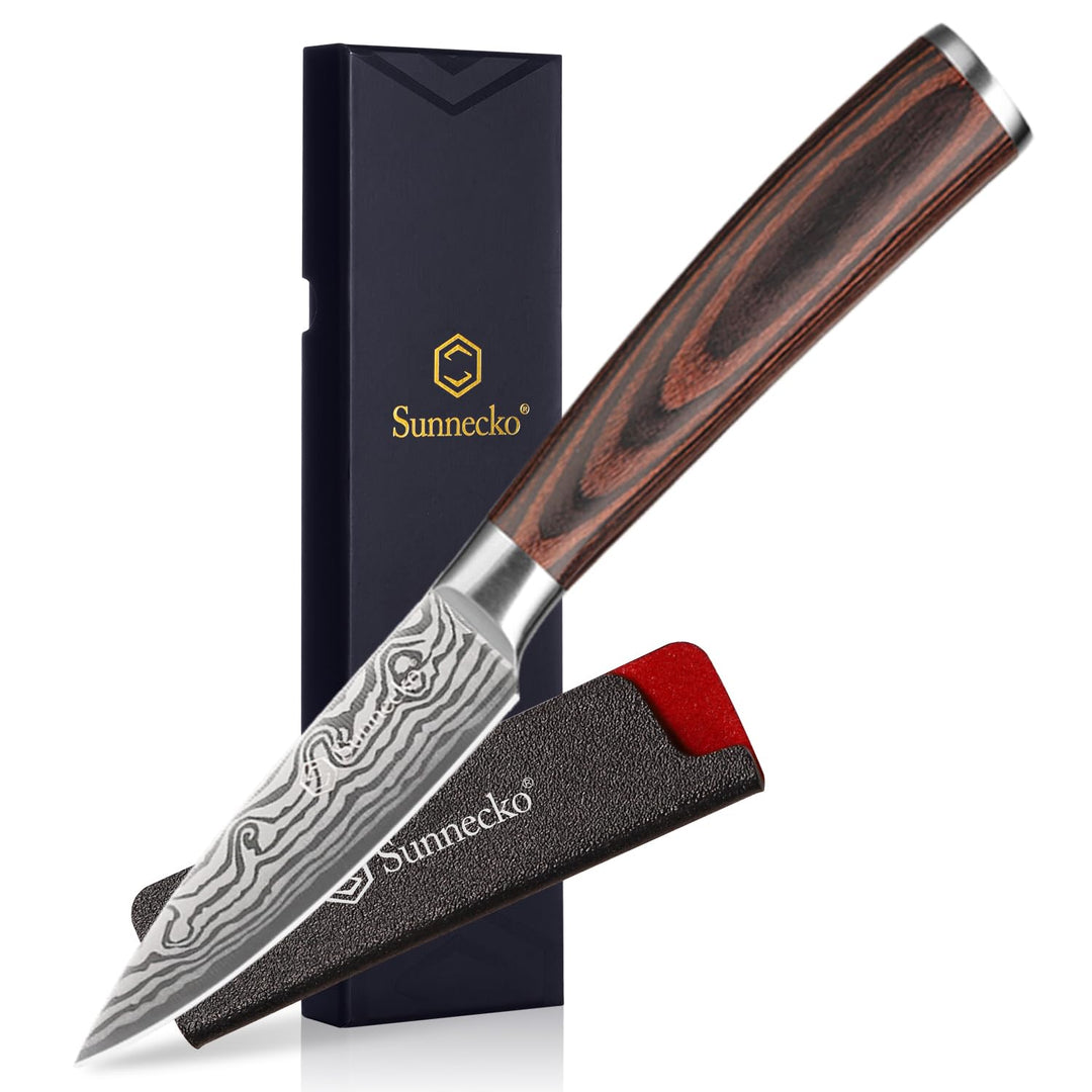 Sunnecko 9cm Gemüsemesser Schälmesser Obstmesser Küchenmesser - Klein Küchenmesser Kochmesser Edelst