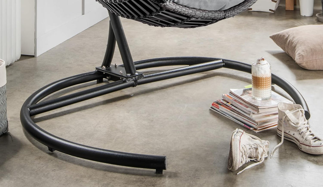 Destiny Coco Deluxe II Grau Meliert Hängesessel Polyrattan Hängekorb Hängestuhl