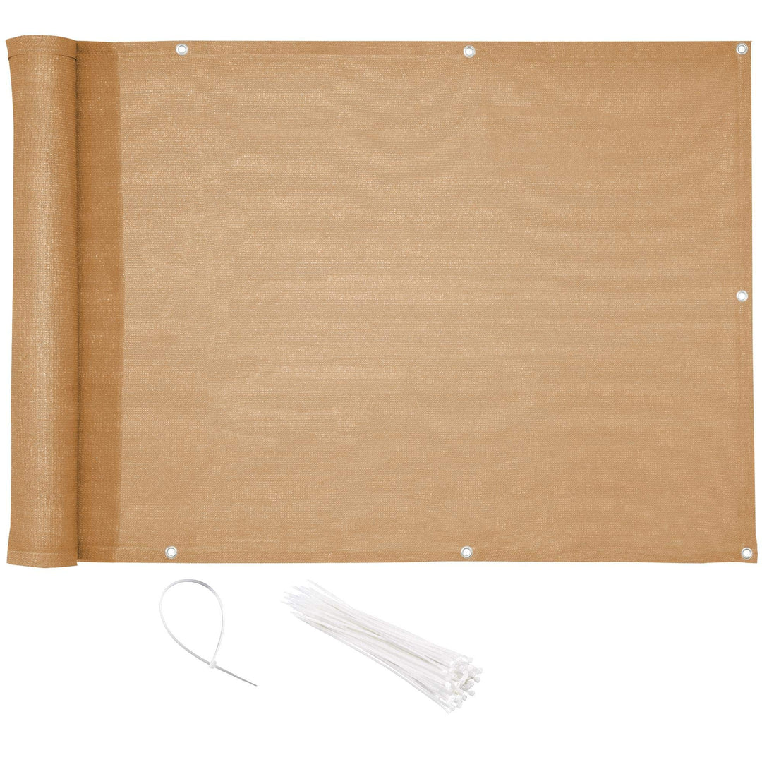 CelinaSun Sichtschutz Balkon 0,9 x 3 m Sand beige HDPE Balkonbespannung mit Kabelbinder atmungsaktiv