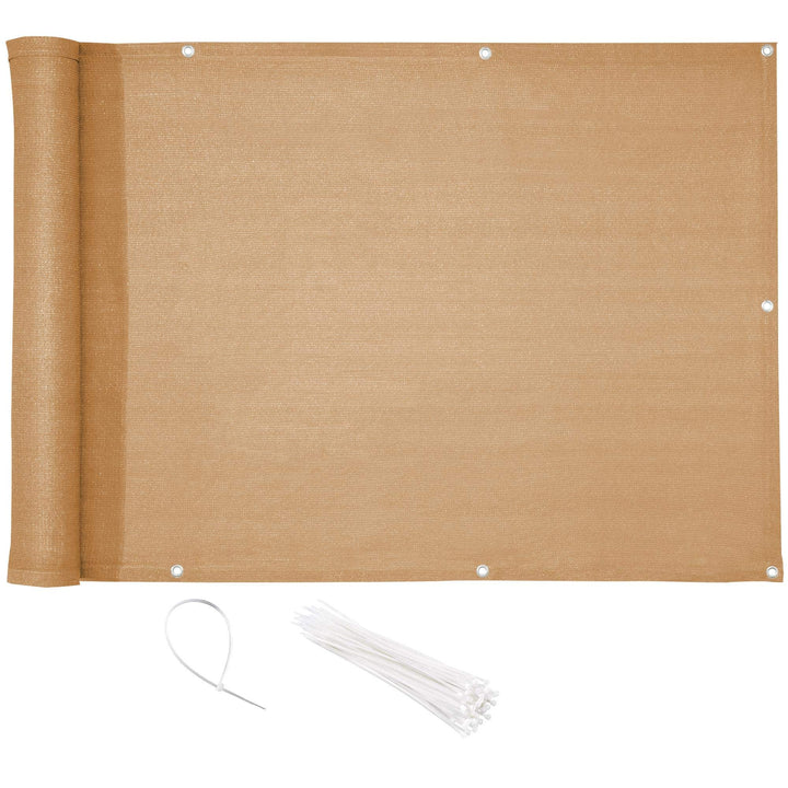 CelinaSun Sichtschutz Balkon 0,9 x 3 m Sand beige HDPE Balkonbespannung mit Kabelbinder atmungsaktiv