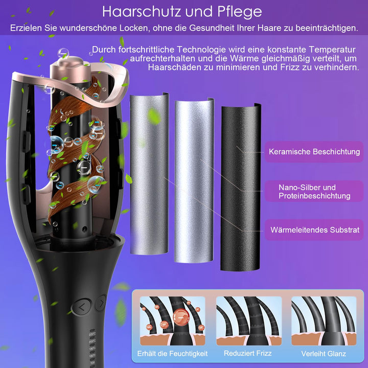 BUJIYI Lockenstab Automatisch,Lockenstab Grosse Locken,Automatischer Lockenstab mit 4 Einstellbare T