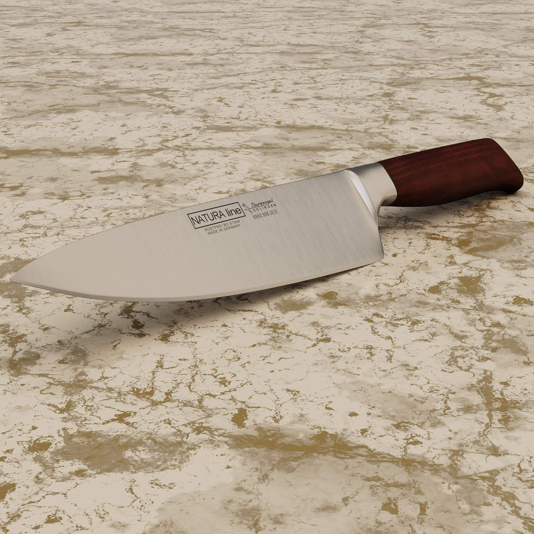 Burgvogel Solingen Natura Line, 20 cm Kochmesser Holzgriff, rot satiniert, geschmiedet, sehr scharfe