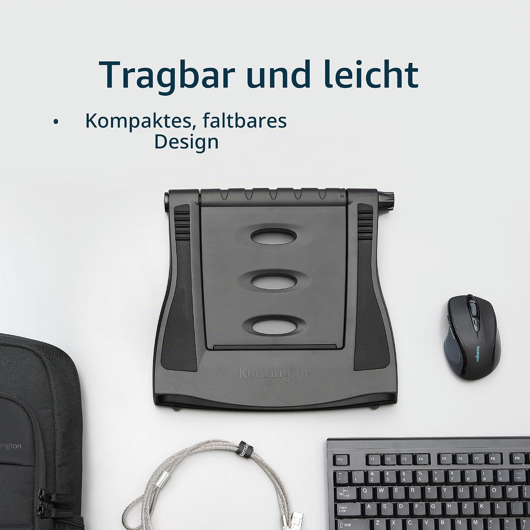 Kensington Easy Riser EQ Tragbarer Laptopständer &amp; -kühler, höhenverstellbar und leicht, faltbarer N