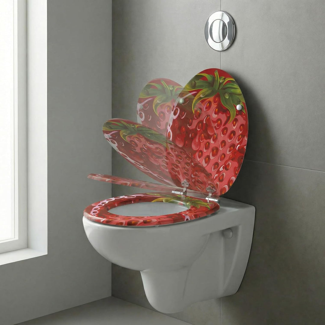 SINOBATH WC-Sitz Eckig mit Absenkautomatik – Premium MDF Holzkern Toilettendeckel in Eiche-Optik – Z