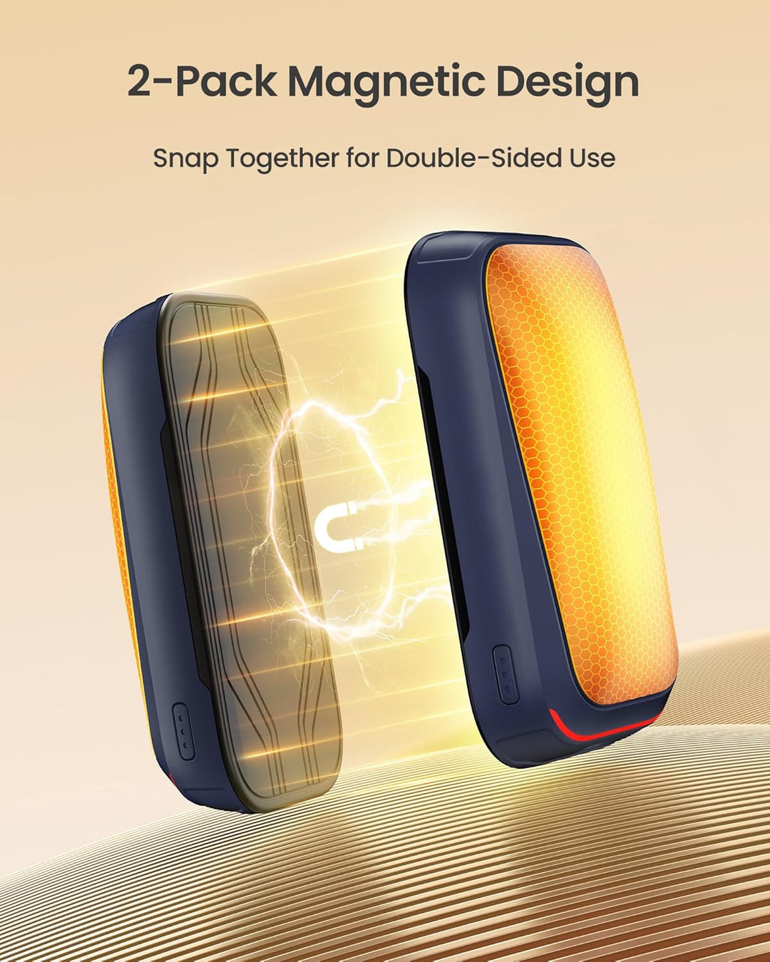 Gaiatop Taschenwärmer Handwärmer Elektrisch 2-Pack mit Magnet, 4000mAh USB Wiederverwendbar, 3s Schn
