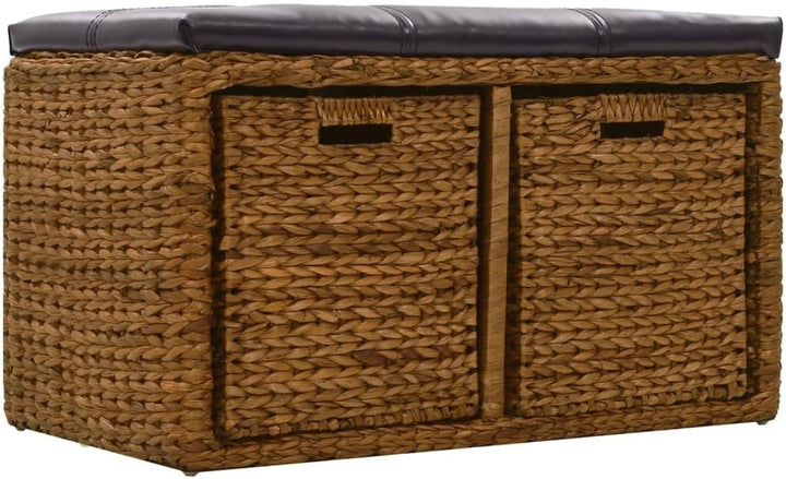 vidaXL Sitzbank mit 2 Körben Seegras Braun Flurbank Truhenbank Garderobenbank 71 x 40 x 42 cm Braun