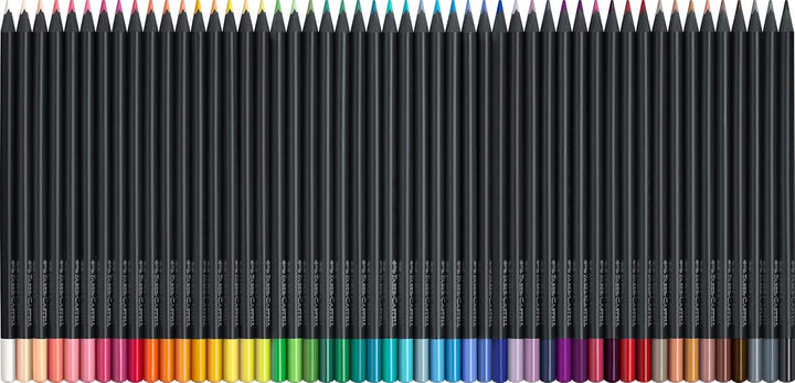 Faber-Castell 116450 - Buntstifte Blackwood, Black Edition, 50er Etui, leuchtende Farben mit weichem