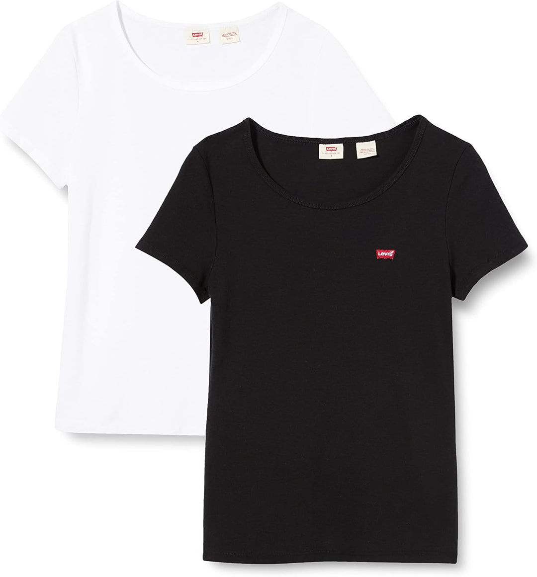 Levi's Damen 2-Pack Tee T-Shirt XS White +/Mineral Black, XS White +/Mineral Black