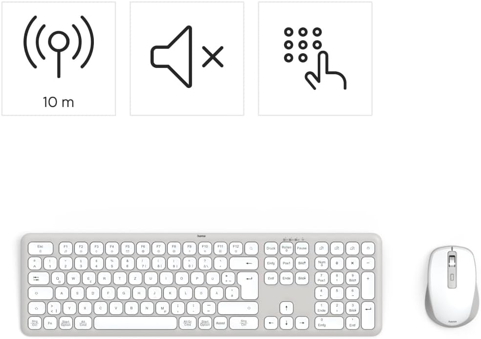 Hama Tastatur-Maus-Set, kabellos (Multi-Device 2,4GHz via USB-Empfänger + 2X Bluetooth für PC, Lapto