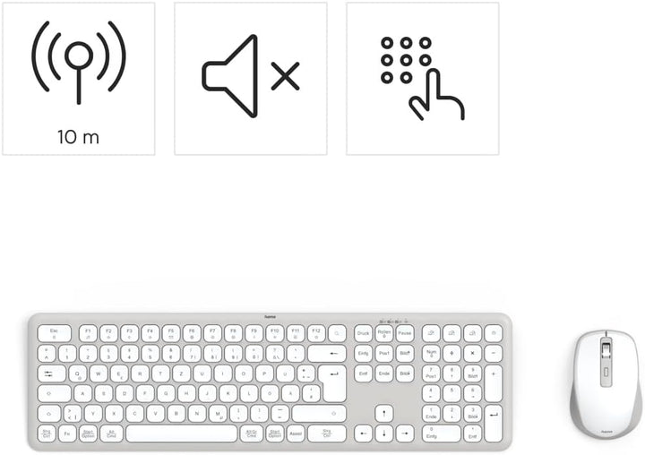 Hama Tastatur-Maus-Set, kabellos (Multi-Device 2,4GHz via USB-Empfänger + 2X Bluetooth für PC, Lapto