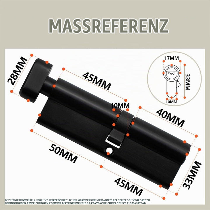 Bwintech 1 Stück 45/50Tmm Euro Messingzylinder, 95mm Knauf/Schlüssel zylinderschloss mit 5 horizonta