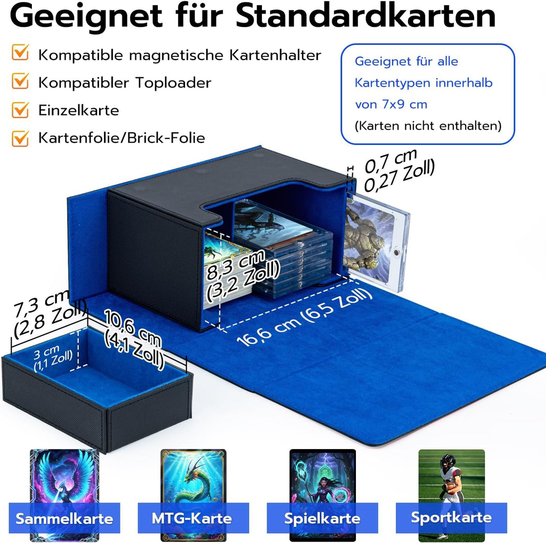 Doppelschicht Card Deck Box für MTG, Commander Displays,passt für 200 Kartens /22pcs 35PT Magnetic C