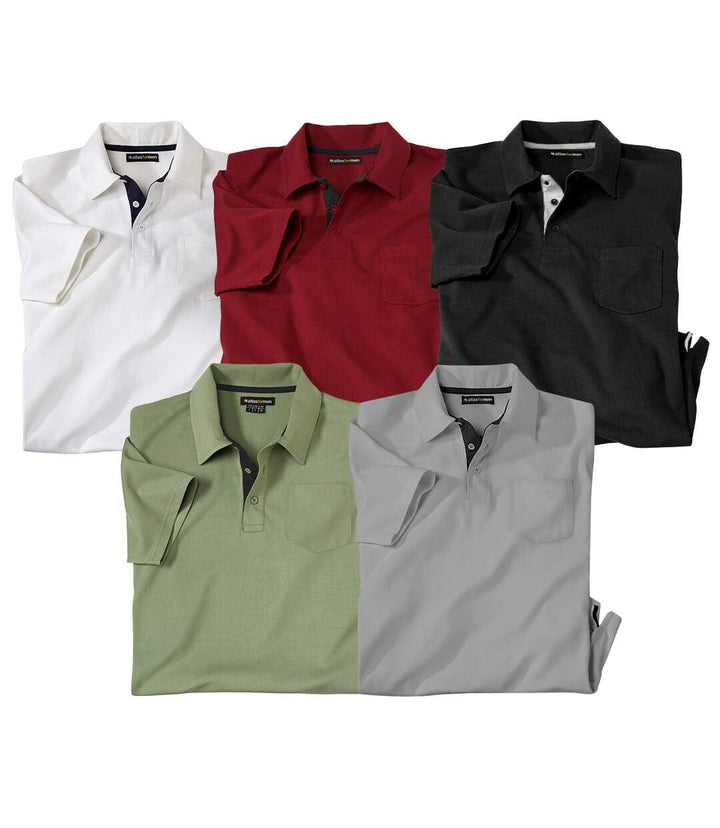 ATLAS FOR MEN - 5er Pack Polohemden für Männer - In grossen Grössen erhältlich 3XL Bordeauxrot, Apfe