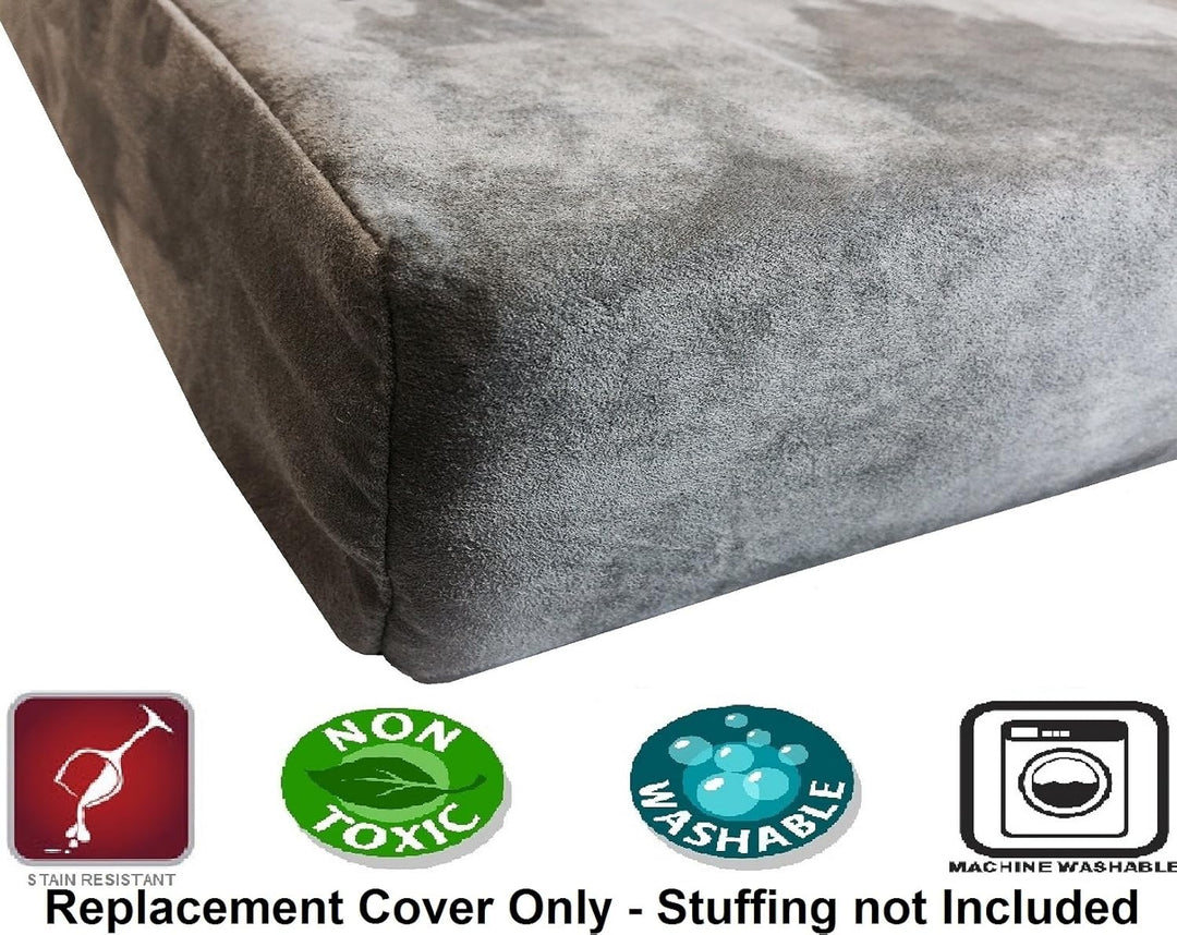 Dogbed4less 94 x 68 x 10 cm, Grösse M: Wildlederstoff, externer Ersatzbezug in Grauer Farbe mit Reis