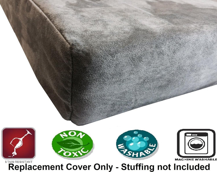 Dogbed4less 94 x 68 x 10 cm, Grösse M: Wildlederstoff, externer Ersatzbezug in Grauer Farbe mit Reis