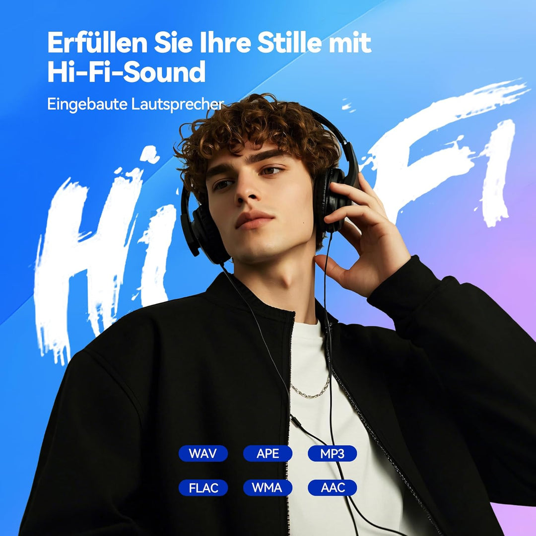 AGPTEK 64GB MP3 Player Bluetooth 5.3 mit 2,4" TFT Farbbildschirm, HiFi Musik Kinder MP3 Player mit L