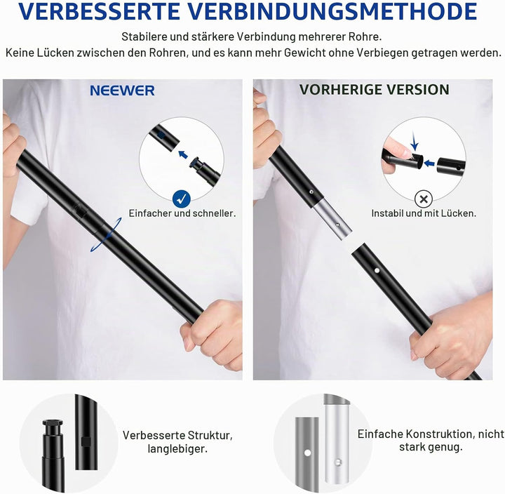 NEEWER 8,5x10 Fuss verstellbares Hintergrundständer Set, Fotografie Hintergrund Unterstützungssystem