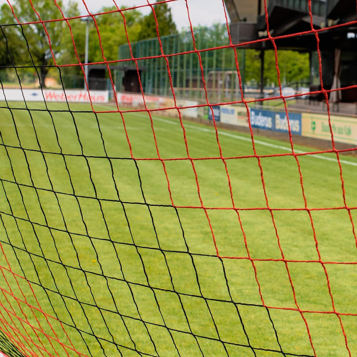 Fussballnetz für Clubs 7.32 x 2.44 x 0.8 x 2 m - 4mm - Extrem robust - Rot/Schwarz