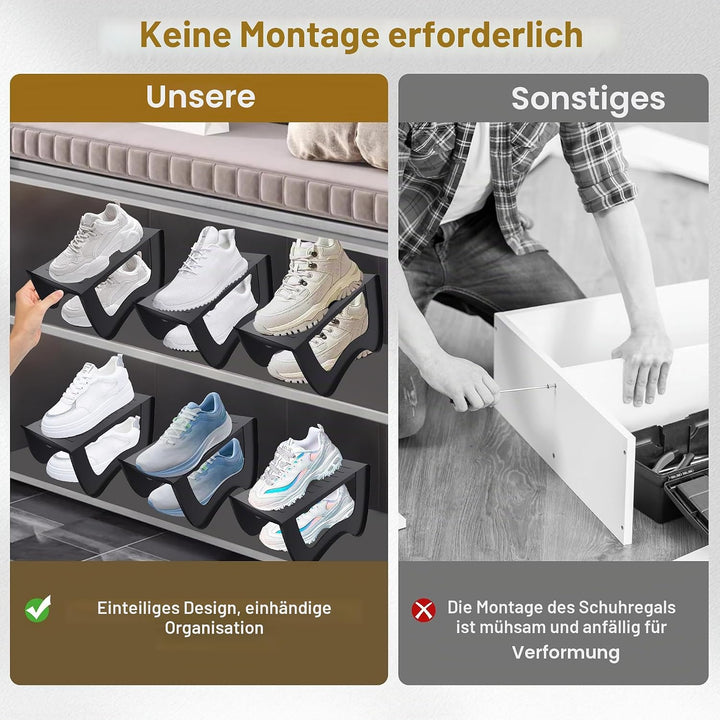 Froadp 10 Stück Schuhregale rutschfest Schuhhalter Platzsparend PP Kunststoff Doppelschicht Schuhsta