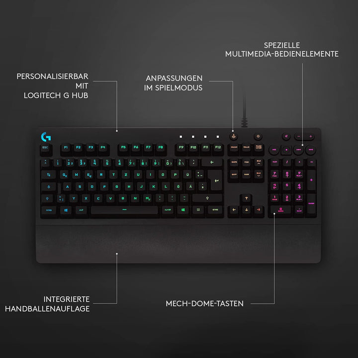 Logitech G213 Prodigy Gaming-Tastatur, RGB-Beleuchtung, Programmierbare G-Tasten, Multi-Media Bedien