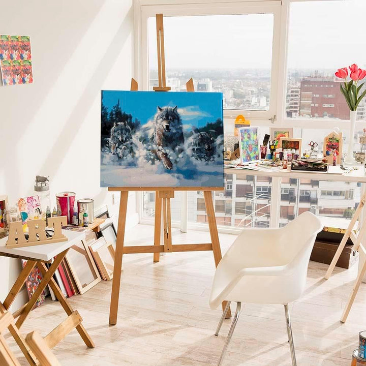 Artnapi Malen nach Zahlen Erwachsene mit Rahmen | DIY Handgemalt | Wölfe auf Verfolgung | Kit für An