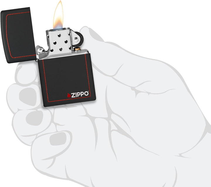 Zippo Original Feuerzeug Black Matte with Border & Logo