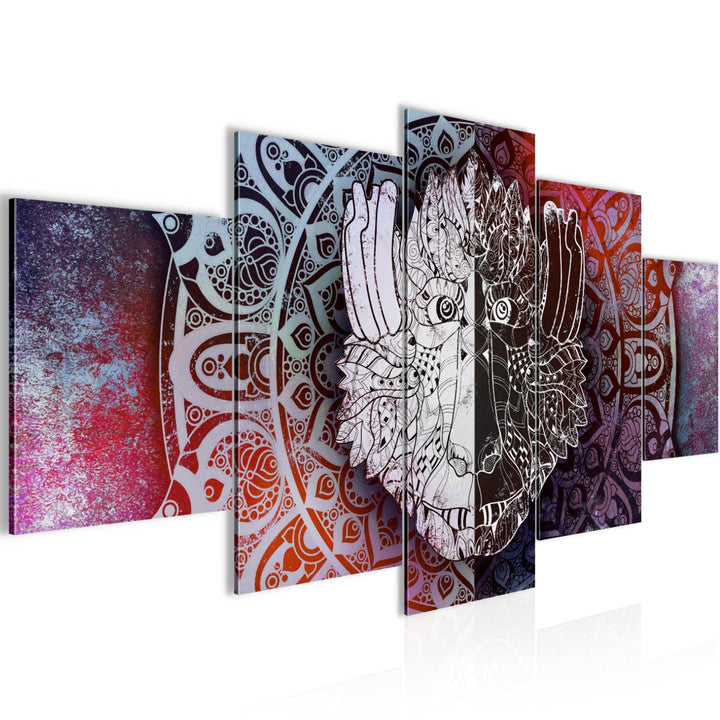 Runa Art Wandbilder Mandala Abstrakt 5 Teilig Bild auf Vlies Leinwand Deko Wohnzimmer Schlafzimmer O