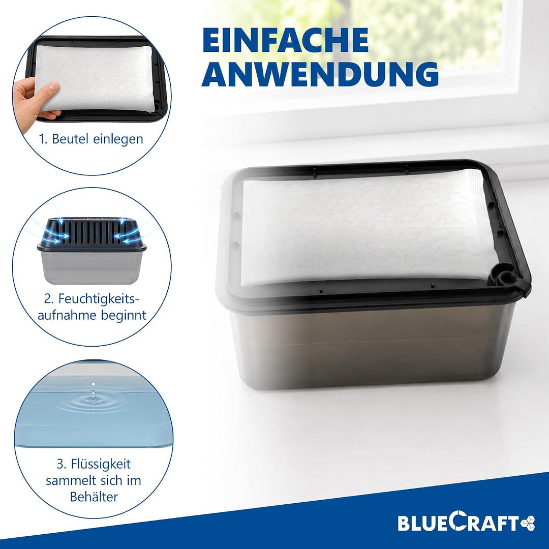 Bluecraft - 10x 1 kg Luft-Entfeuchter Granulat im Vliesbeutel Nachfüllpack Raumentfeuchter ohne Stro