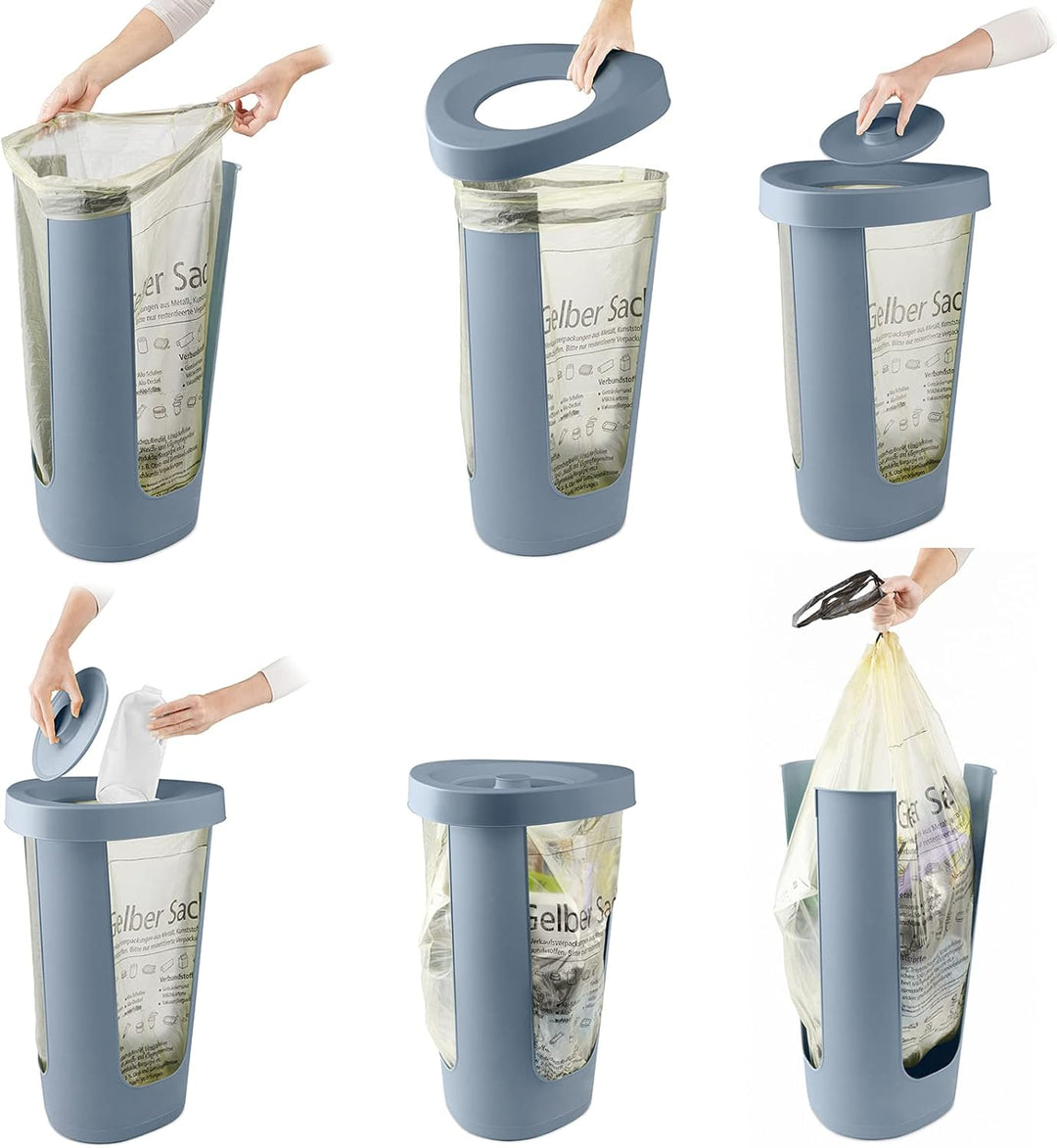 Rotho Fabu 3er-Set Müllsackständer, Kunststoff (PP recycelt), blau, (40 x 40 x 62,1 cm), 3 3 x Mülls