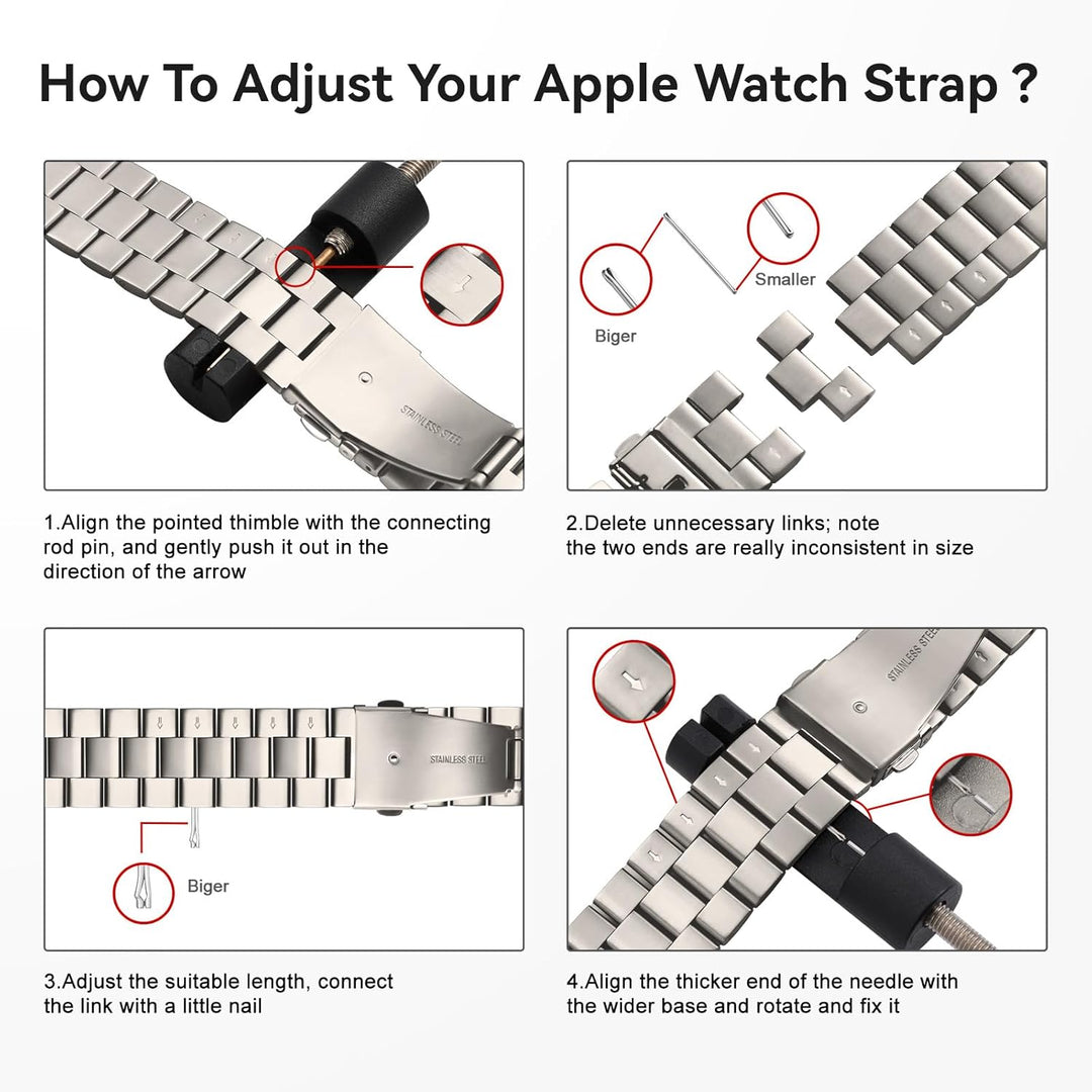 Metall Kompatibel mit Apple Watch Armband 42mm(Series 11 10) 40mm 41mm 38mm, Damen Herren Edelstahl