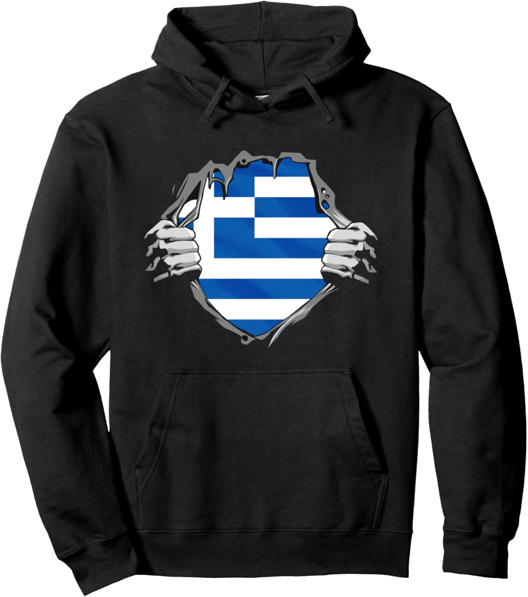 Griechische Flagge Kreta Griechenland Pullover Hoodie