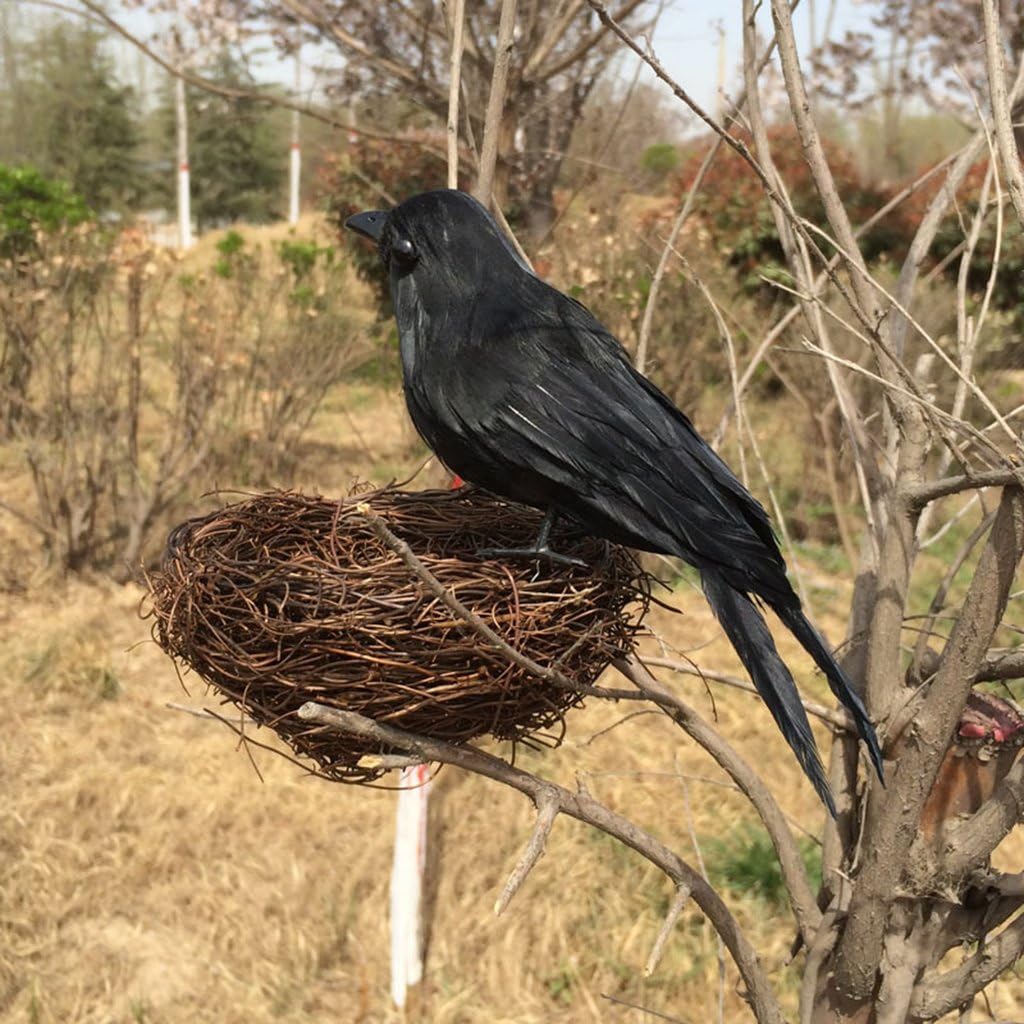 6 X Halloween Deko-Krähe Künstliche Rabe Krähe Mit Federn Schwarz Vogel