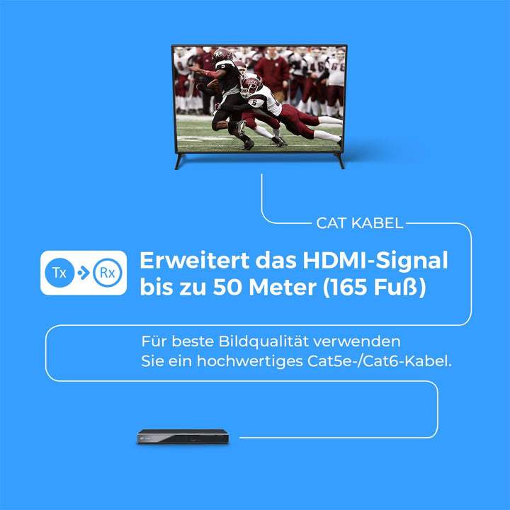 OREI HDMI Over Ethernet Extender Over Cat6/Cat7 Cable Upto 165 Feet 1080p, Full HD, Local Loop Out O