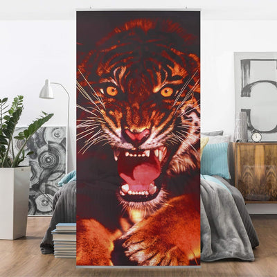 Bilderwelten Raumteiler Wilder Tiger 250x120cm inkl. transparenter Halterung 250x120cm incl. transpa