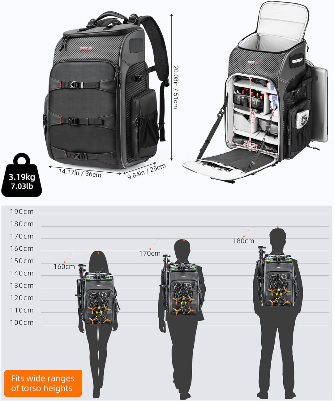 FPV Drohnen Rucksack-Professionelle Wasserdichte Umhängetasche für FPV Racing Quadcopter/FPV-Brille/