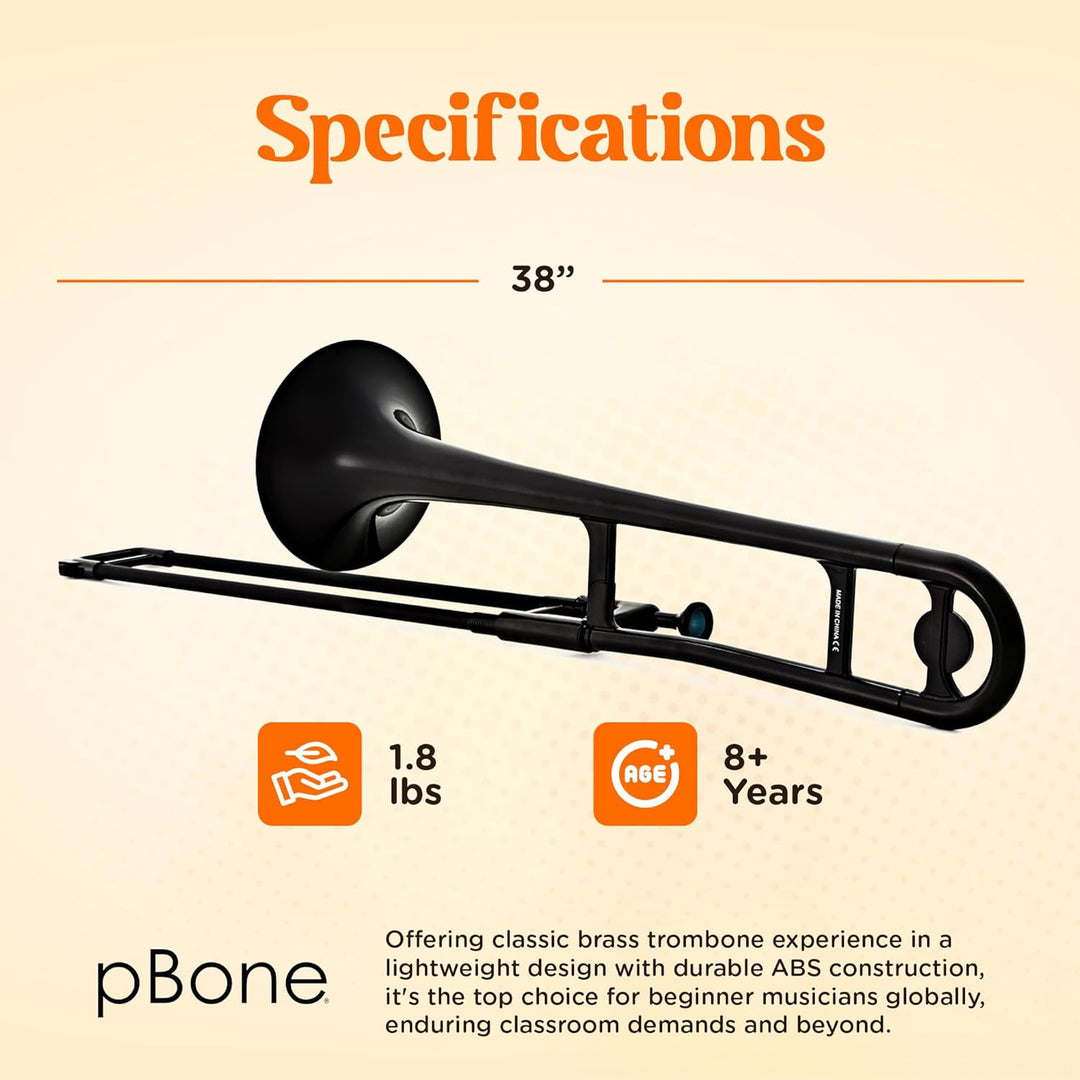 pBone Kunststoff Posaune schwarz mit Tasche und Mundstück Schwarz Posaune, Schwarz Posaune
