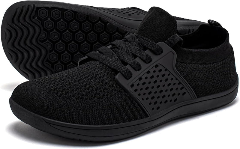 Unisex Knit Barefoot Shoes, Wide Toe Shoes, Minimalist Barefoot Trainers 44 EU Weit Schwarz, 44 EU W