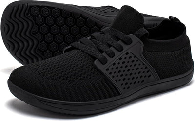 Unisex Knit Barefoot Shoes, Wide Toe Shoes, Minimalist Barefoot Trainers 43 EU Weit Schwarz, 43 EU W