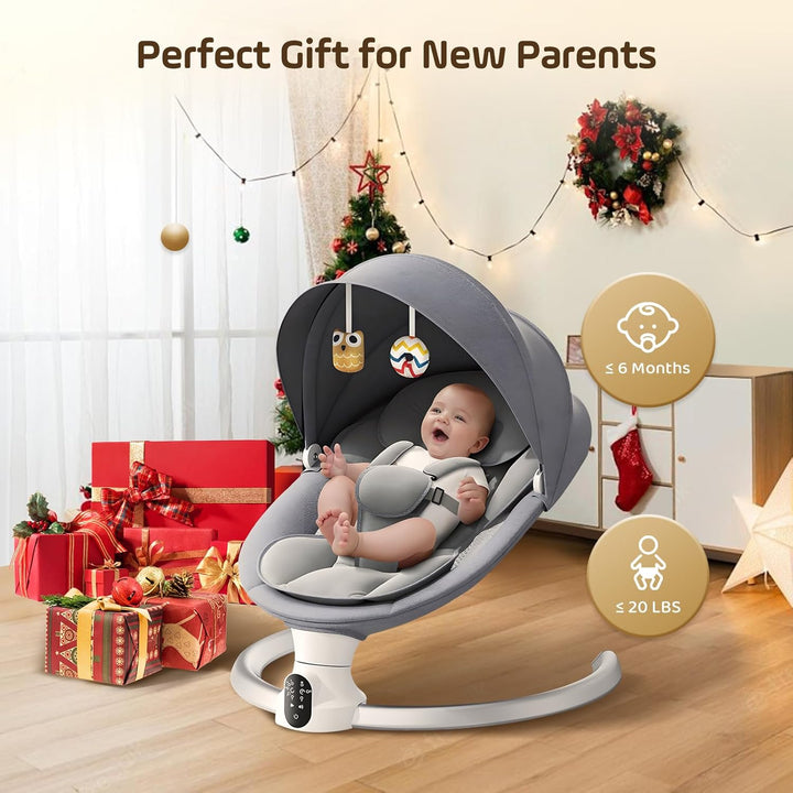 Hlieeosfcn Elektrische Babyschaukel,Babywippe elektrisch mit Fernbedienung, Babywippe mit 5 Schwingu
