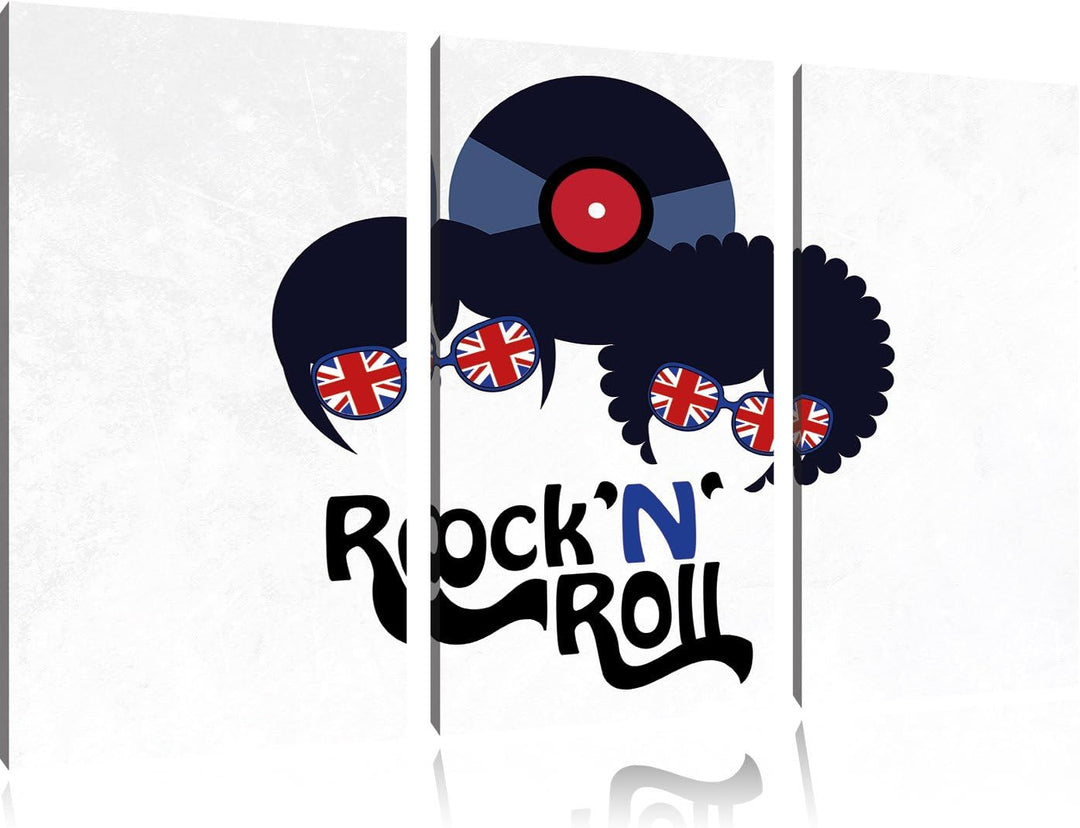 Pixxprint Rock 'n' Roll Schallplatte als Leinwandbild/Grösse: 3 Teilig (120x80) cm/Wandbild/Kunstdru