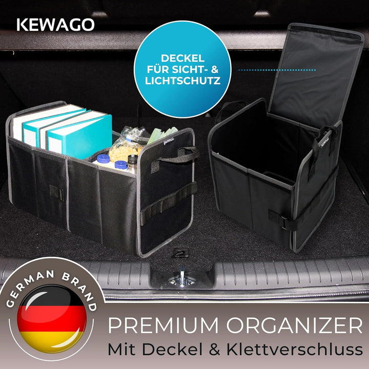 Kofferraum Organizer Faltbar - Auto-Aufbewahrungsbox mit Klett - Faltbox für Kofferraum & Rücksitz -