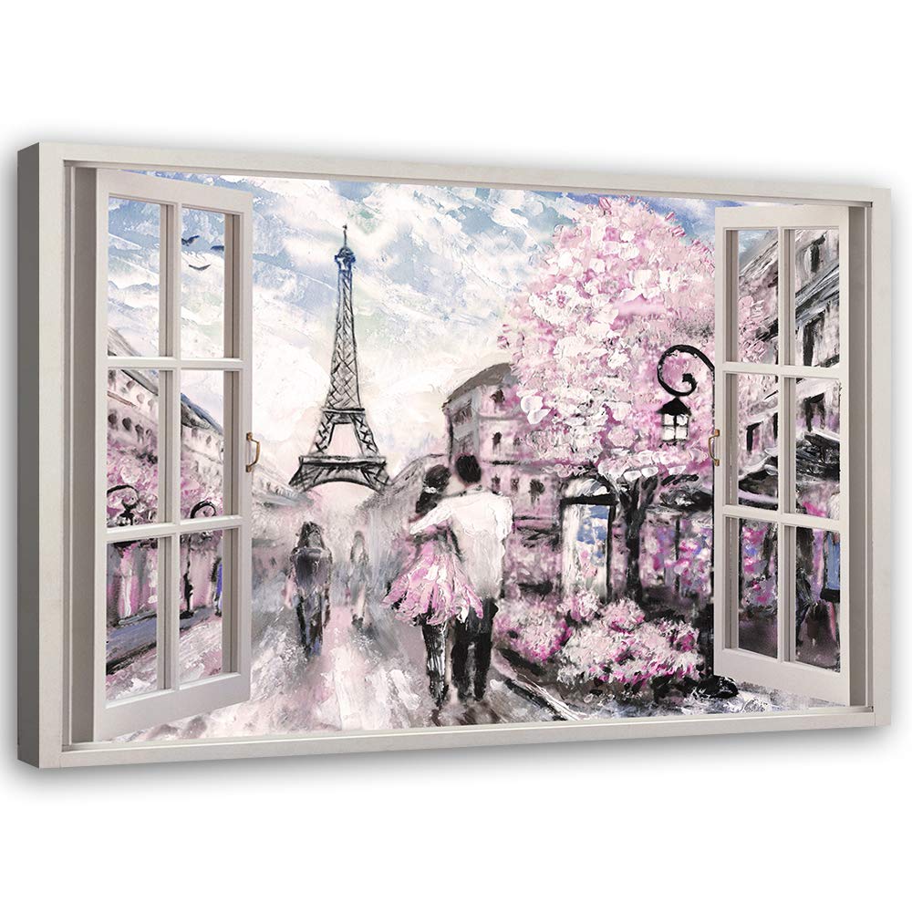 Leinwandbild XXL 3D Illusion Wandbild Kunst Euiffelturm Rosa 120x80 cm Leinwandbild 120x80 cm Rosa_a